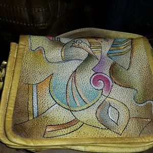 Vintage Italian hand painted leather